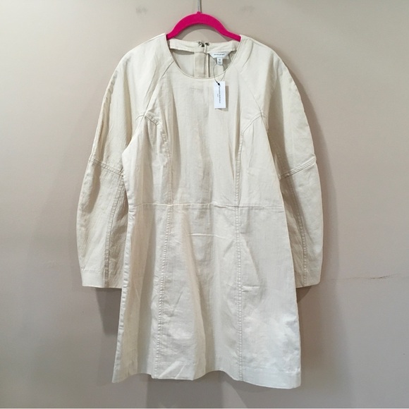 Banana Republic Women's 12 Contoured Denim Mini Dress Ivory NWT 596458 Y2K 90s - Picture 2 of 8